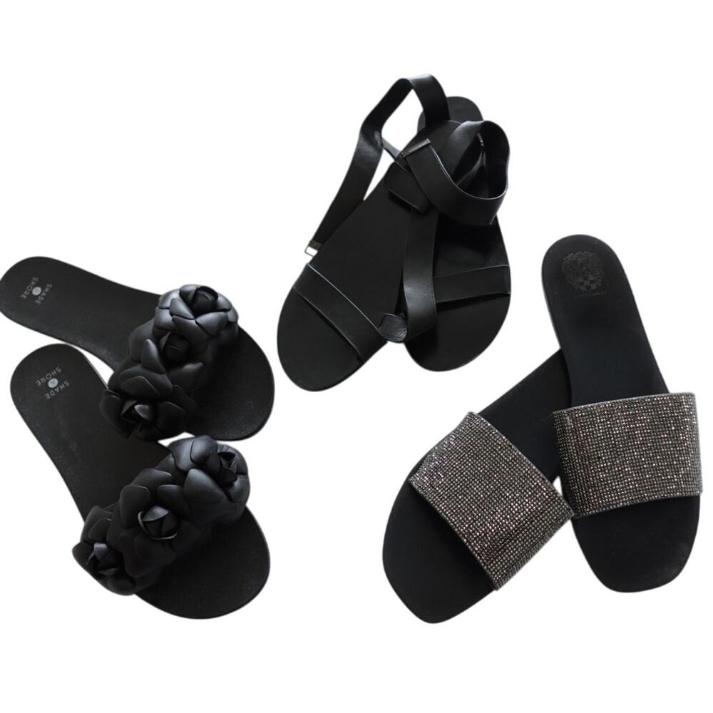 3 PAIR Bundle ❤️  Flat Sandals ❤️Vince Camuto Sparkle Slides❤️ BCBG strap